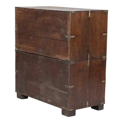 19th century English : solid oakwood military campaign chest