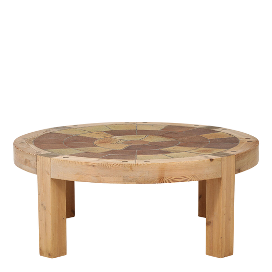 1970s Lisbeth Sallingboe : solid pinewood & tile coffee table