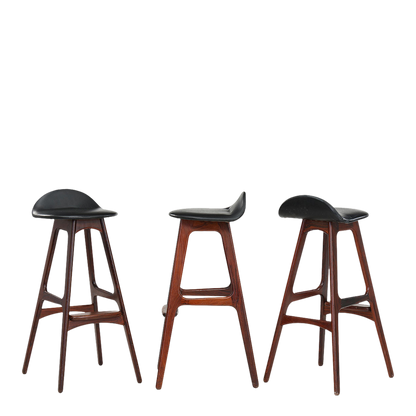 1960s Heltborg & Buck : standing rosewood bar cabinet with matching stools