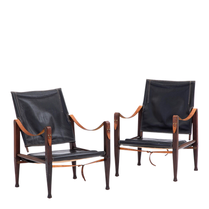 1933 Design Kaare Klint : ashwood & black leather safari chair