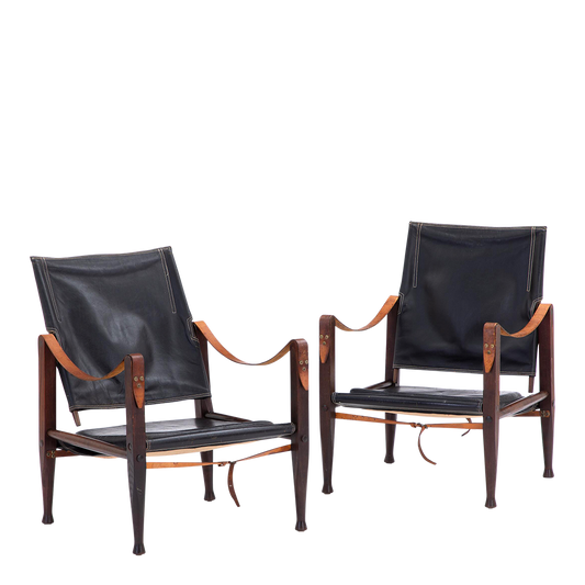 1933 Design Kaare Klint : ashwood & black leather safari chair