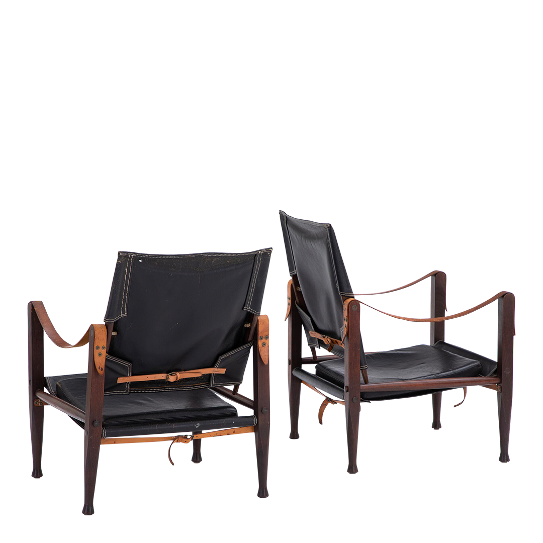 1933 Design Kaare Klint : ashwood & black leather safari chair