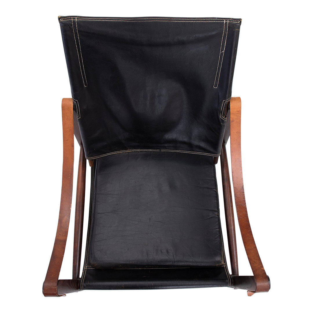 1933 Design Kaare Klint : ashwood & black leather safari chair