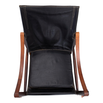 1933 Design Kaare Klint : ashwood & black leather safari chair