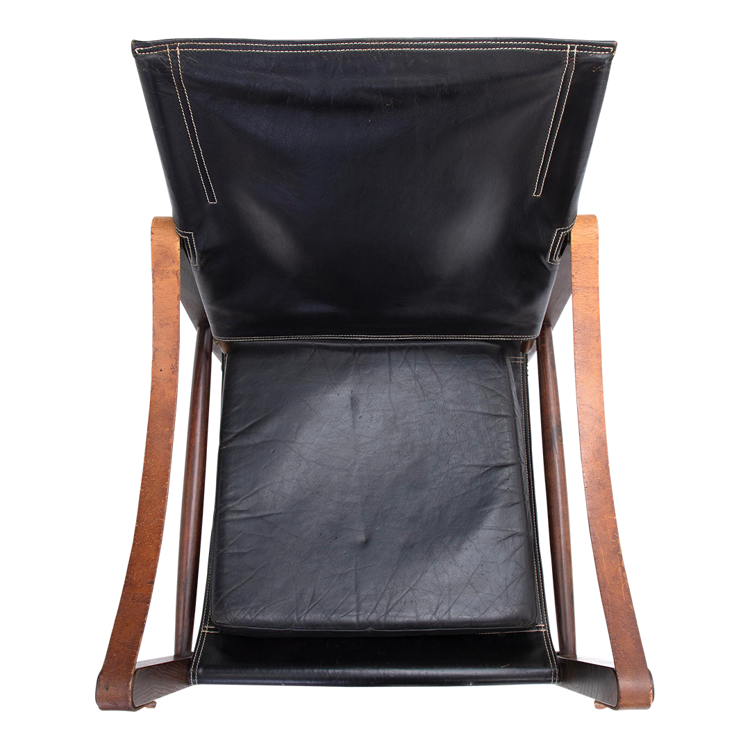 1933 Design Kaare Klint : ashwood & black leather safari chair
