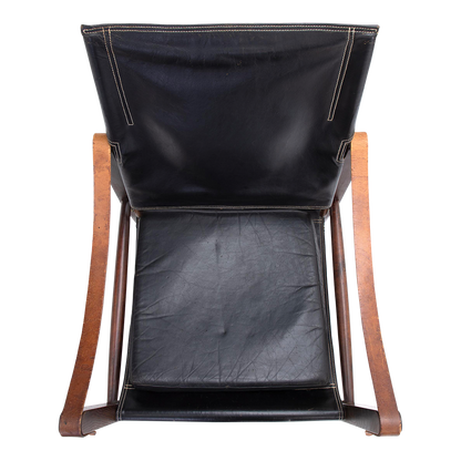 1933 Design Kaare Klint : ashwood & black leather safari chair