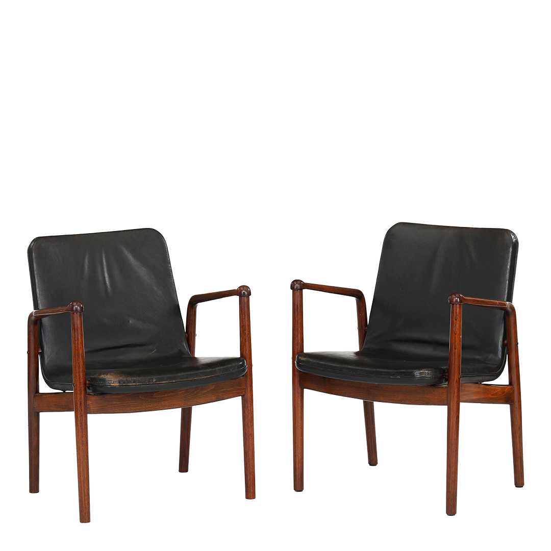 1958 Kay Korbing : FK-series armchair in black leather, Denmark