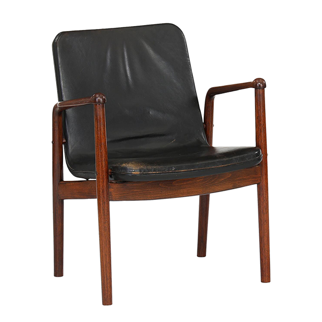 1958 Kay Korbing : FK-series armchair in black leather, Denmark