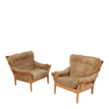 1970s John Mortensen : Model 4521 lounge chair in brown corduroy