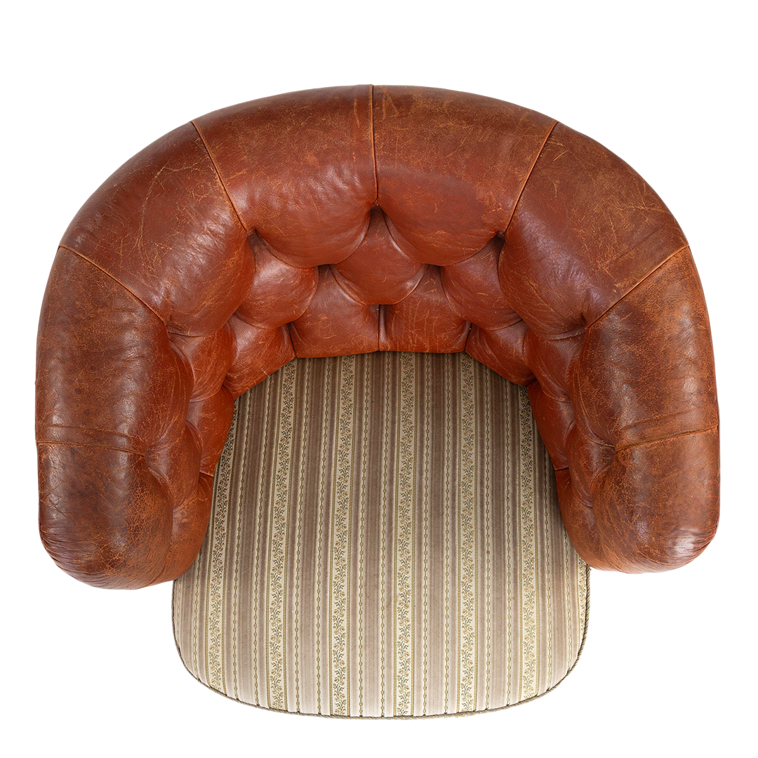 1930s Danish : pair of exceptional leather tufted club chairs