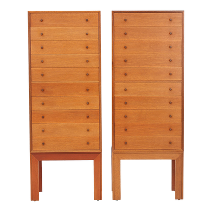 Danish Design : pair of ten drawer 52" mahogany chest of drawers