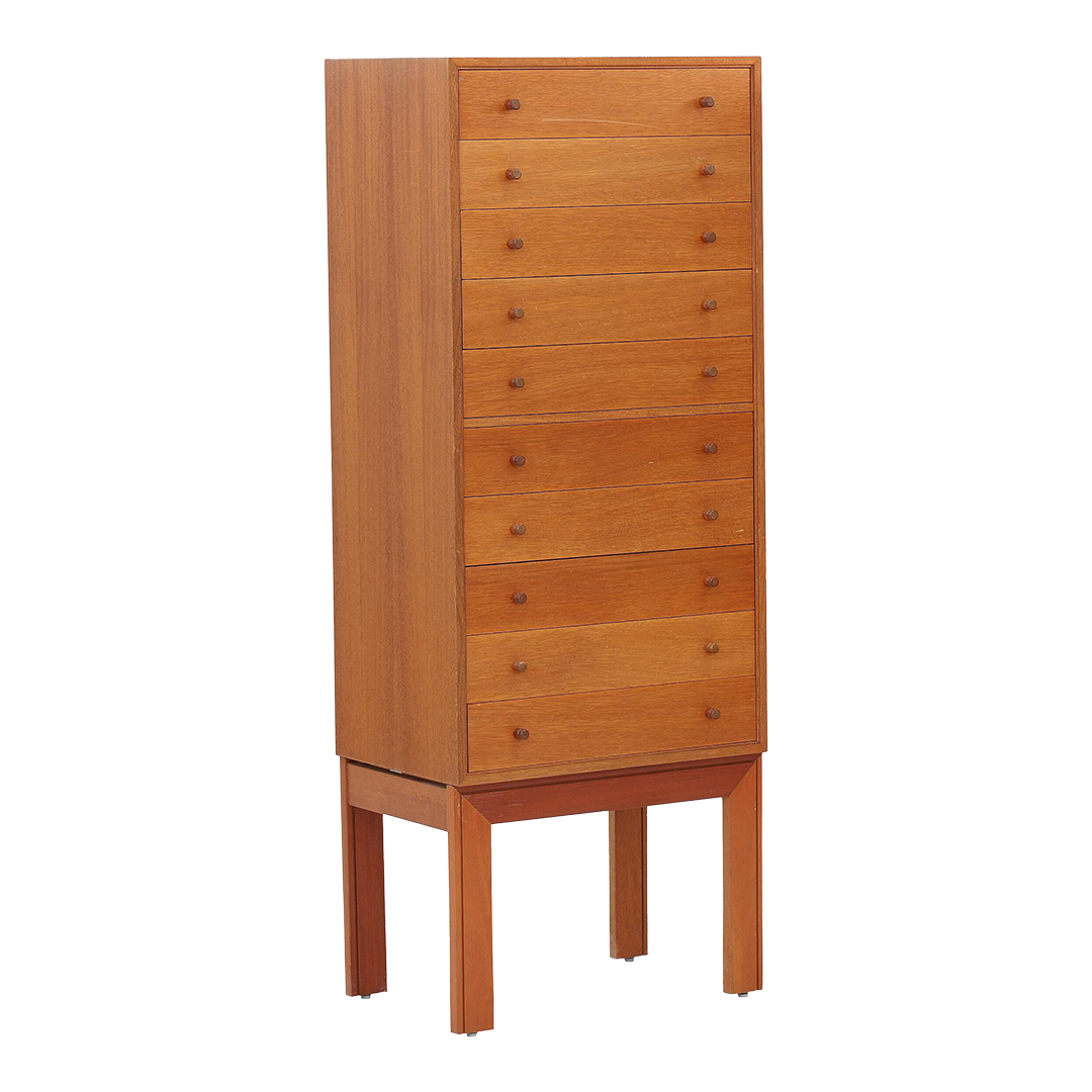 Danish Design : pair of ten drawer 52" mahogany chest of drawers