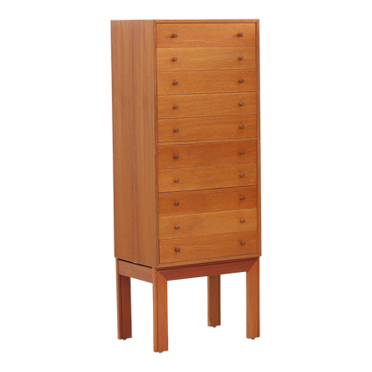 Danish Design : pair of ten drawer 52" mahogany chest of drawers