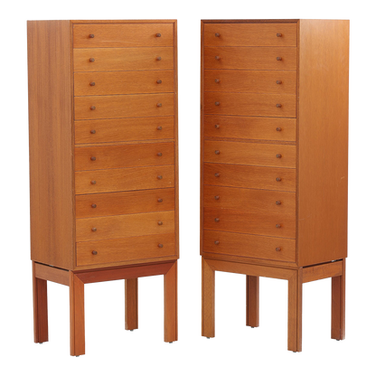 Danish Design : pair of ten drawer 52" mahogany chest of drawers