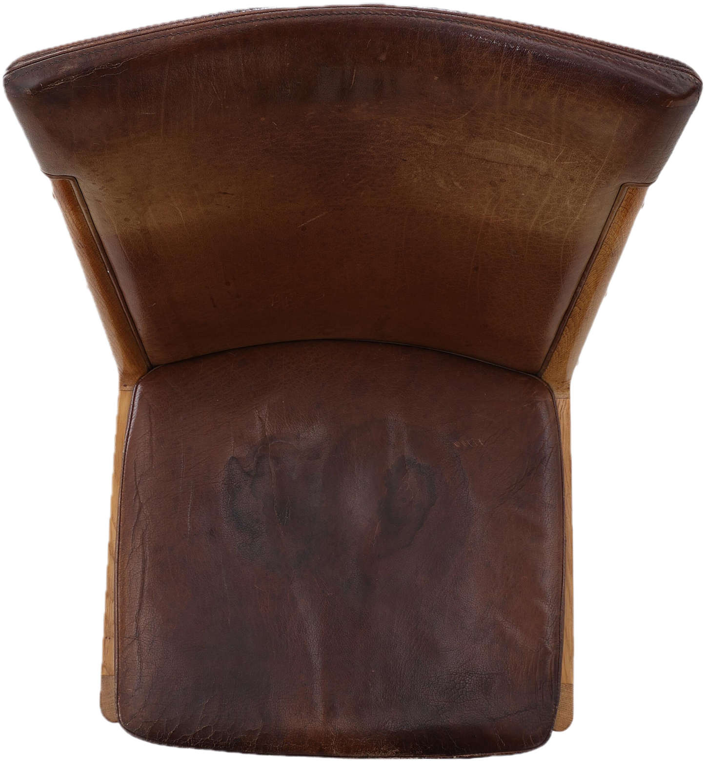 1965 Kai Lyngfeldt Larsen : cognac leather over tapered oakwood side chair, Denmark