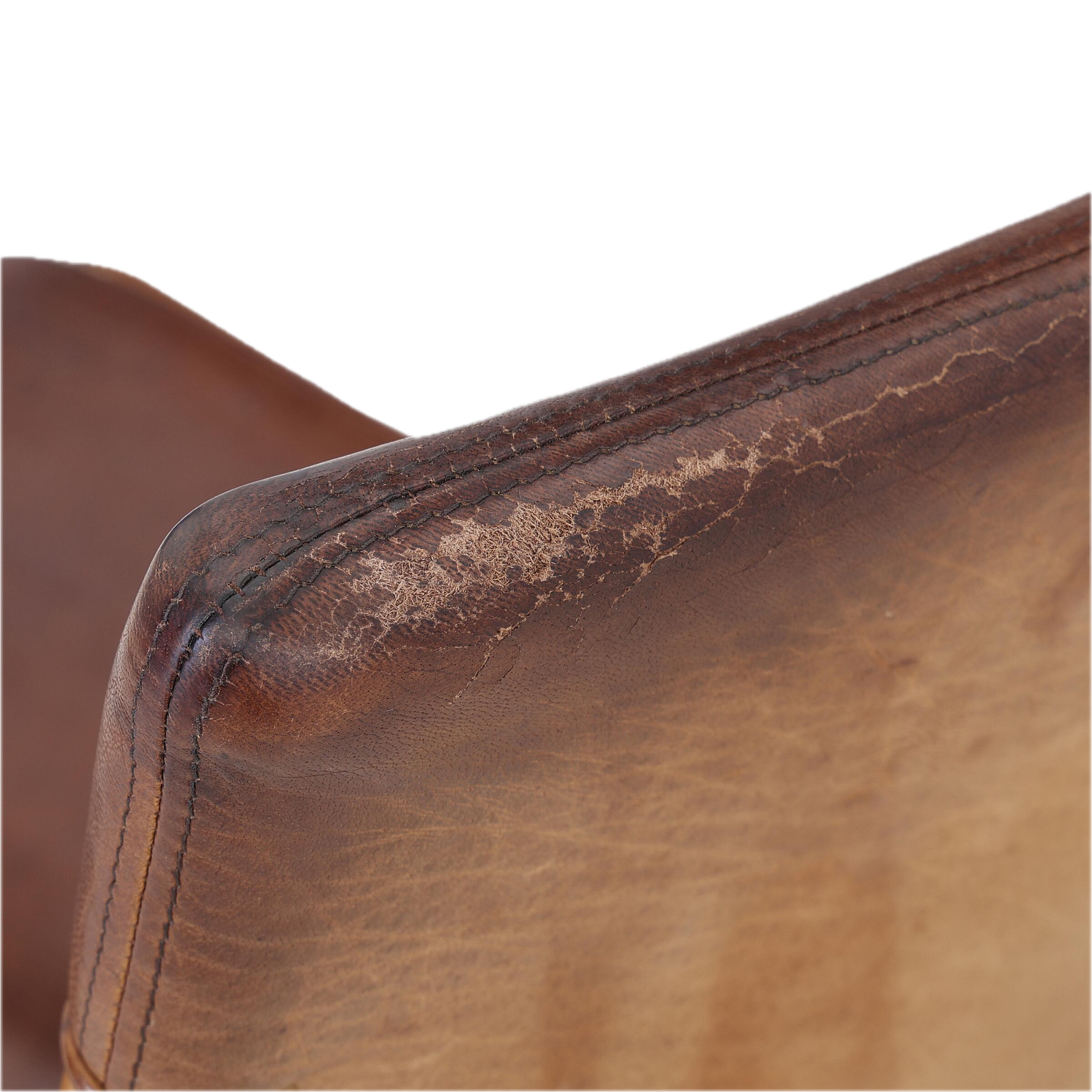 1965 Kai Lyngfeldt Larsen : cognac leather over tapered oakwood side chair, Denmark