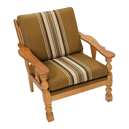 1970s Danish Design : pair country modern turned oakwood armchairs