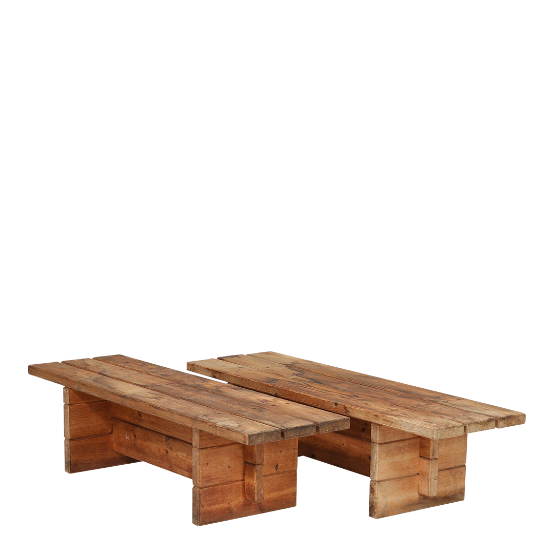 1970s Danish : solid pinewood 59" plank low bench