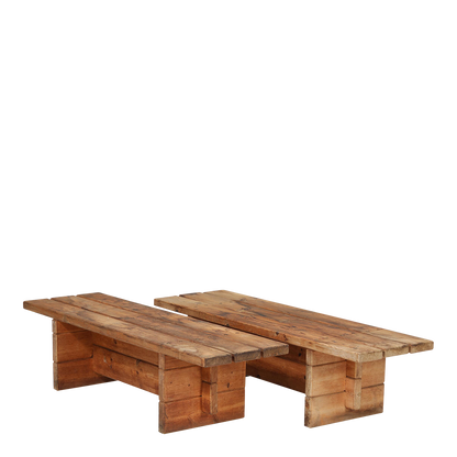 1970s Danish : solid pinewood 59" plank low bench