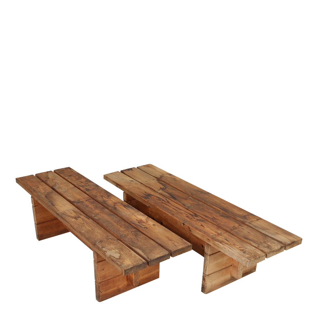 1970s Danish : solid pinewood 59" plank low bench