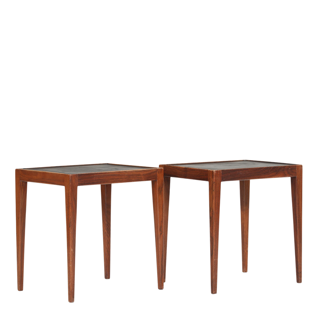 1960s Danish Design : pair of rosewood & black laminate side tables