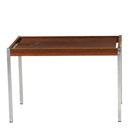 1970s Danish : pair of post modern 27" rosewood & chrome side tables