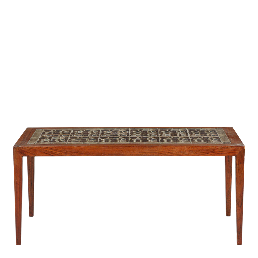 1960s Severin Hansen Jr. : rosewood coffee table with Nils Thorson "Tenera" tiles
