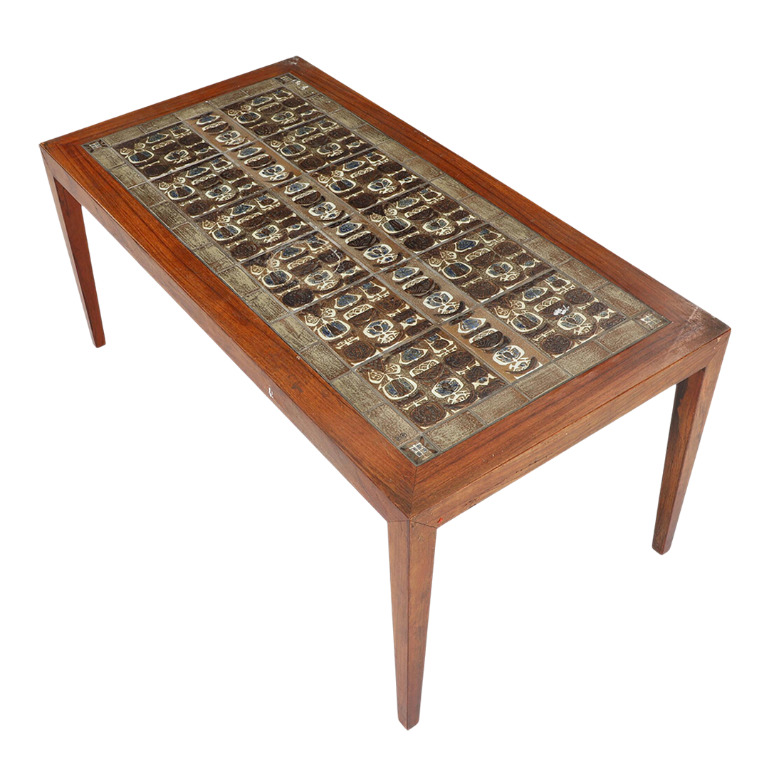 1960s Severin Hansen Jr. : rosewood coffee table with Nils Thorson "Tenera" tiles