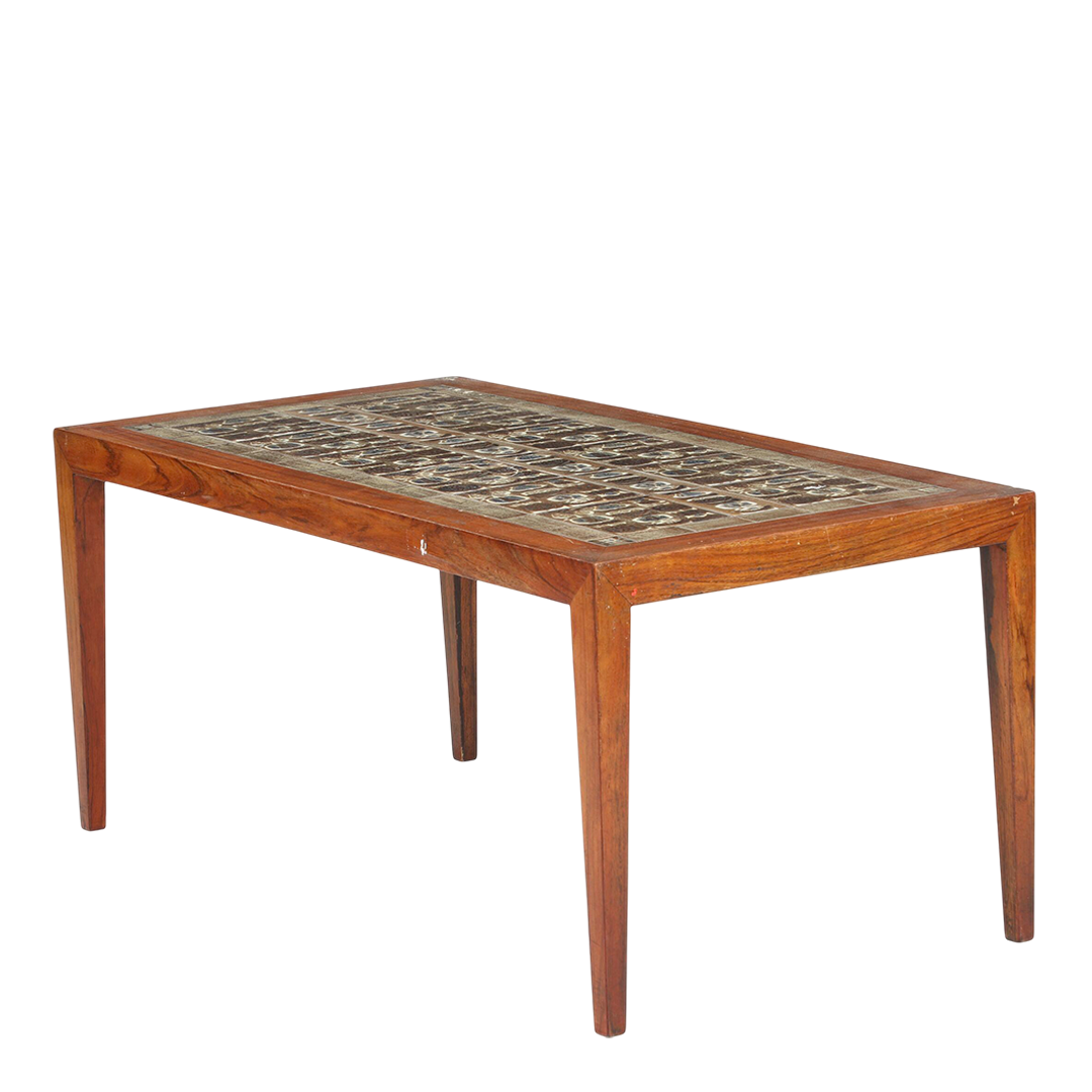1960s Severin Hansen Jr. : rosewood coffee table with Nils Thorson "Tenera" tiles