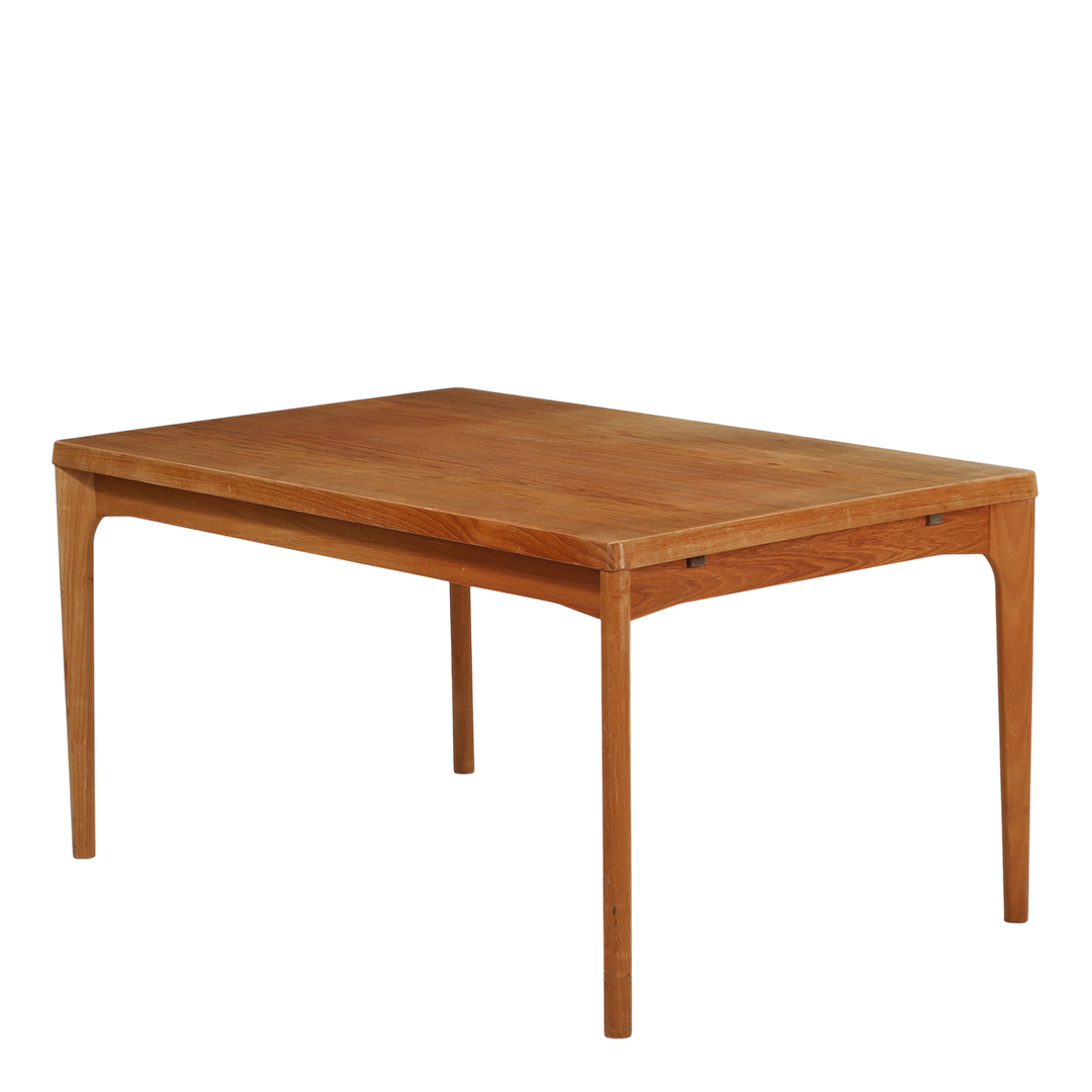 1960s Henry Kjærnulf : teakwood dining table w/hidden extensions