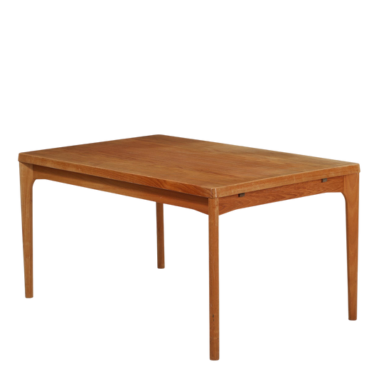 1960s Henry Kjærnulf : teakwood dining table w/hidden extensions