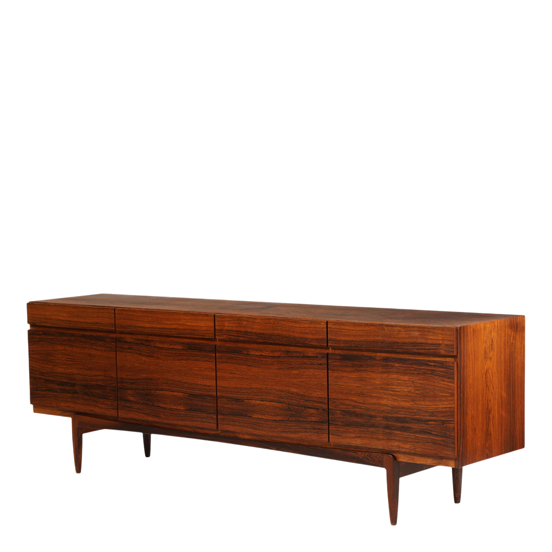 1950s Ib Kofod-Larsen : large 90" rosewood sideboard, Denmark