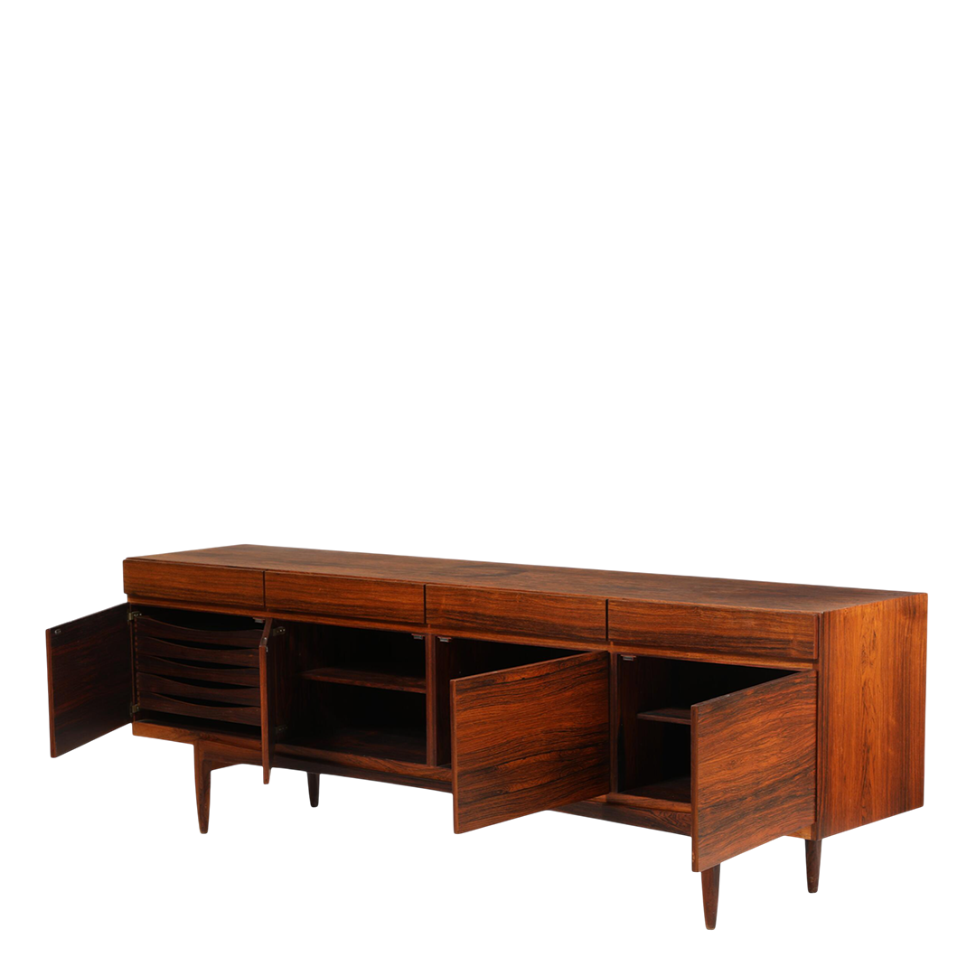 1950s Ib Kofod-Larsen : large 90" rosewood sideboard, Denmark