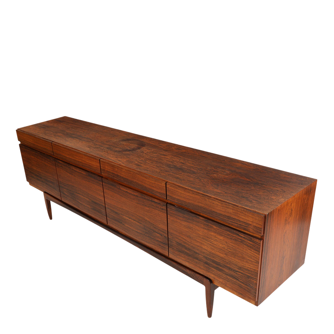 1950s Ib Kofod-Larsen : large 90" rosewood sideboard, Denmark