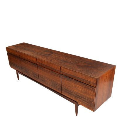 1950s Ib Kofod-Larsen : large 90" rosewood sideboard, Denmark