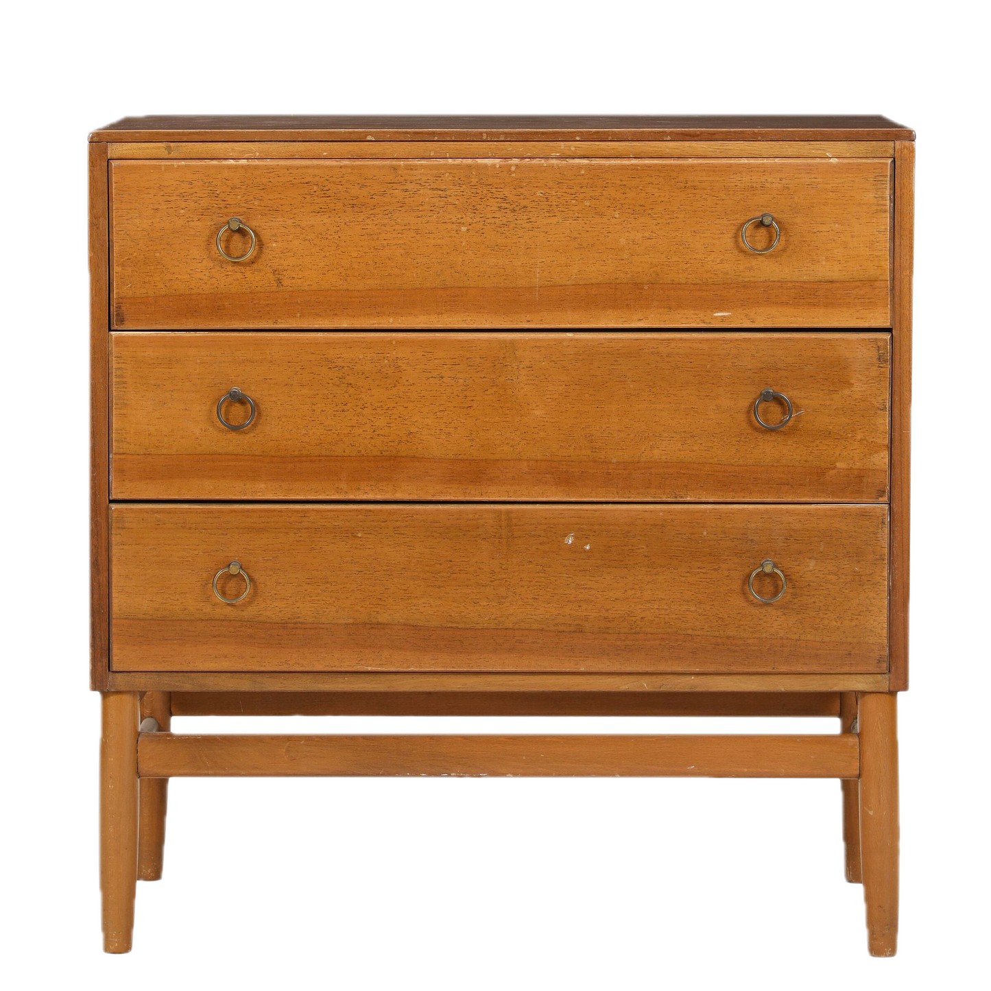Late 1940s Danish : small 3-drawer teakwood floating chest of drawers