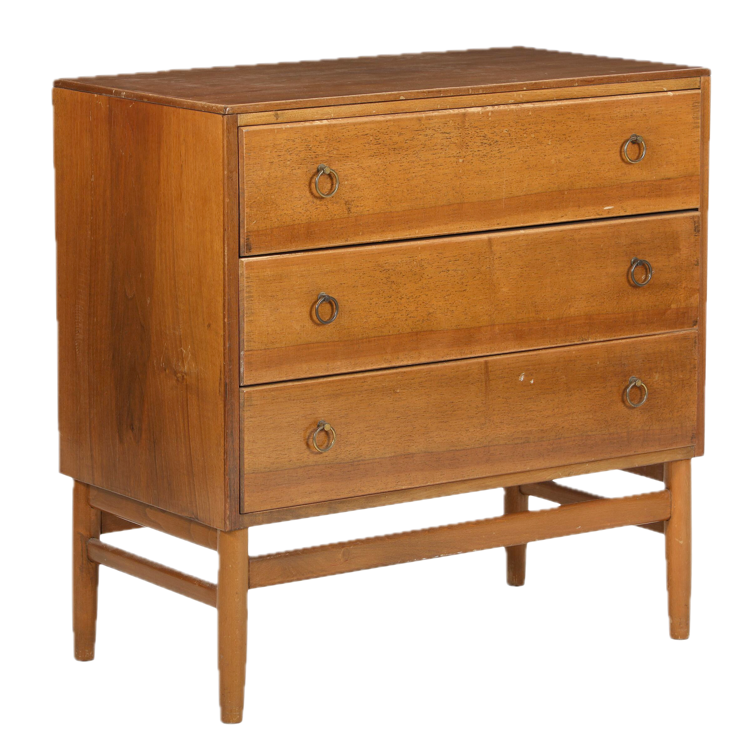 Late 1940s Danish : small 3-drawer teakwood floating chest of drawers