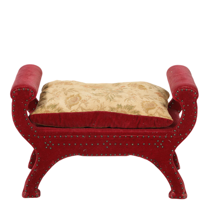 1930s Otto Schulz : classic stool/bench in red velvet