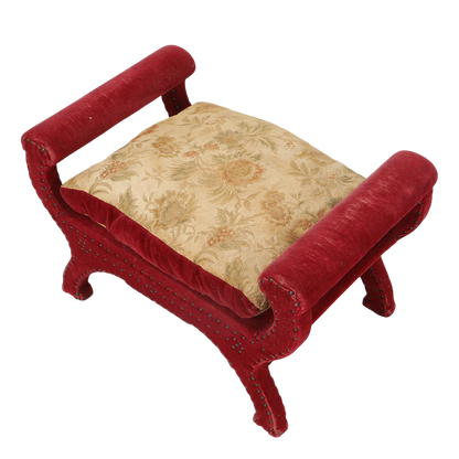 1930s Otto Schulz : classic stool/bench in red velvet
