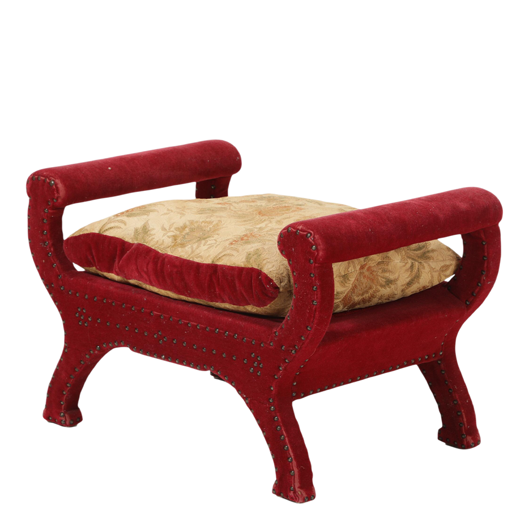1930s Otto Schulz : classic stool/bench in red velvet