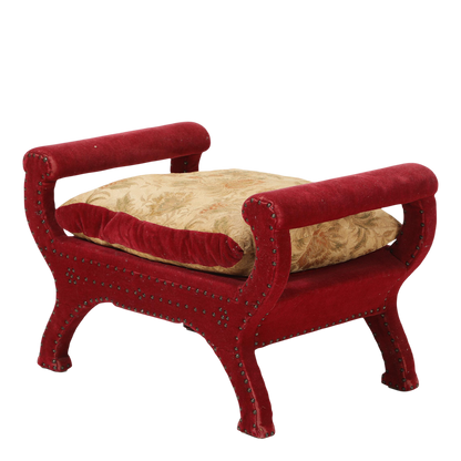 1930s Otto Schulz : classic stool/bench in red velvet