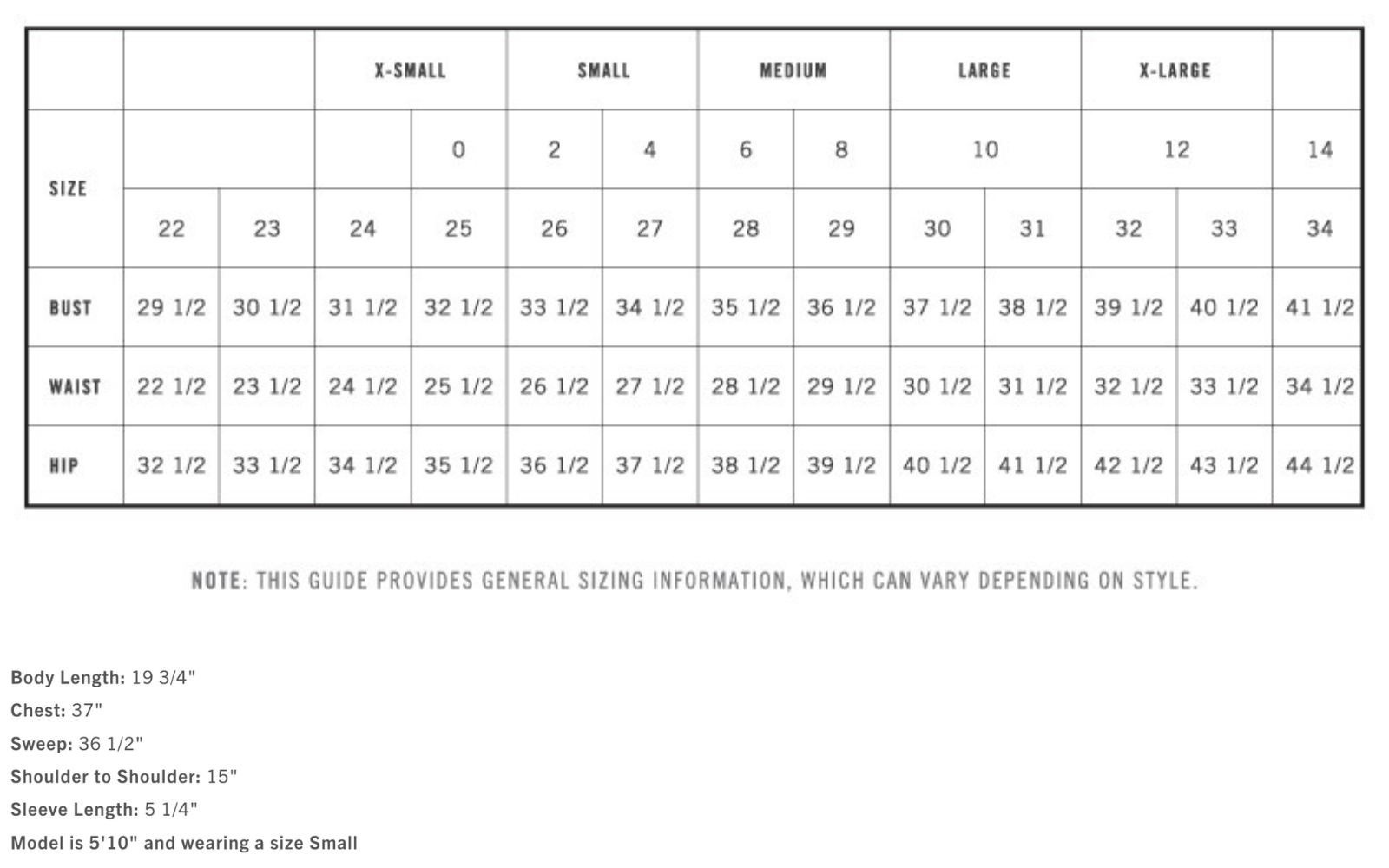 Size Chart