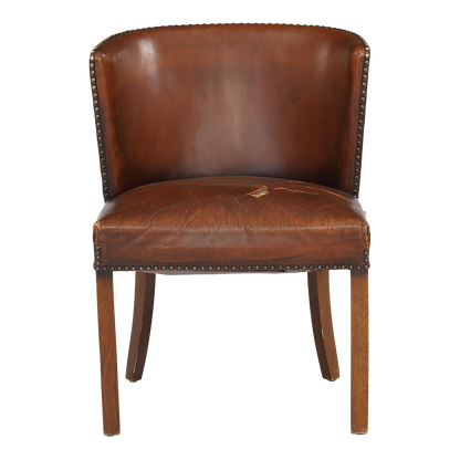 1940 Fritz Hansen : Model 1514 barrel back leather side chair