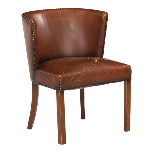 1940 Fritz Hansen : Model 1514 barrel back leather side chair