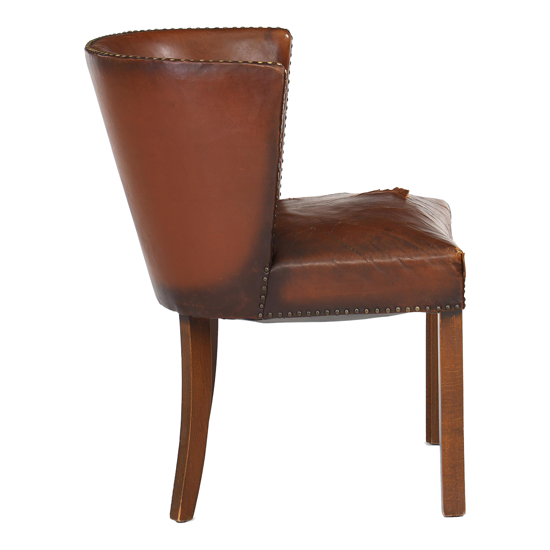 1940 Fritz Hansen : Model 1514 barrel back leather side chair