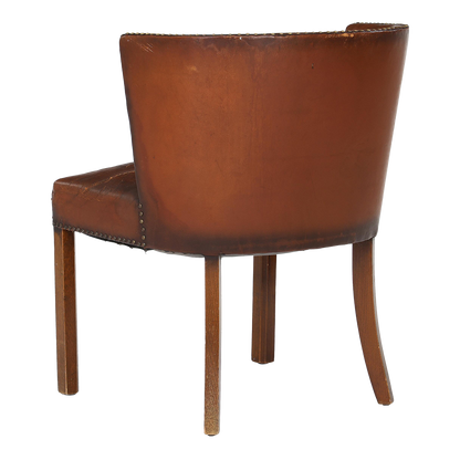 1940 Fritz Hansen : Model 1514 barrel back leather side chair