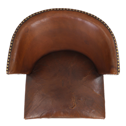 1940 Fritz Hansen : Model 1514 barrel back leather side chair