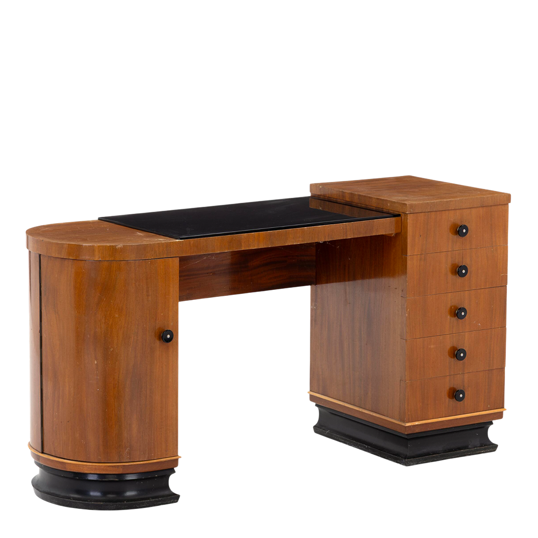 1950s European : Art Deco design mahogany & glass dressing table