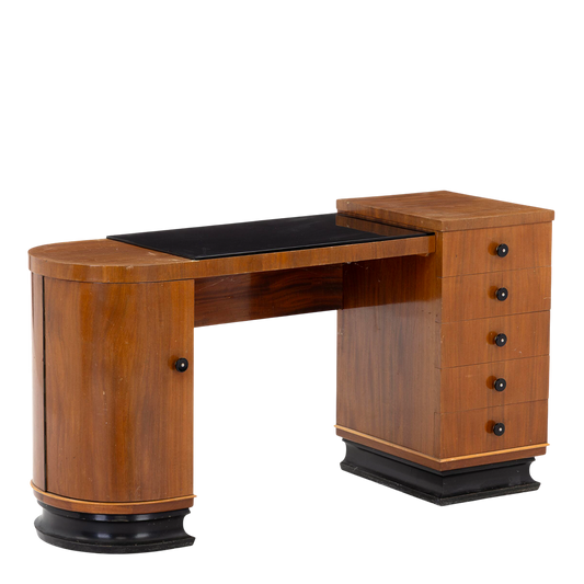 1950s European : Art Deco design mahogany & glass dressing table
