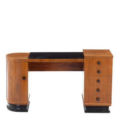 1950s European : Art Deco design mahogany & glass dressing table